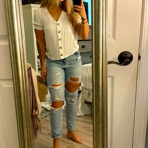 White button down blouse